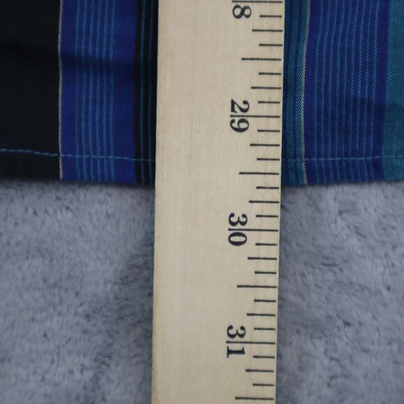 Pryde Shirt Mens L Blue Pinstriped Western Pearl Snap Long Sleeve - Picture 8 of 16